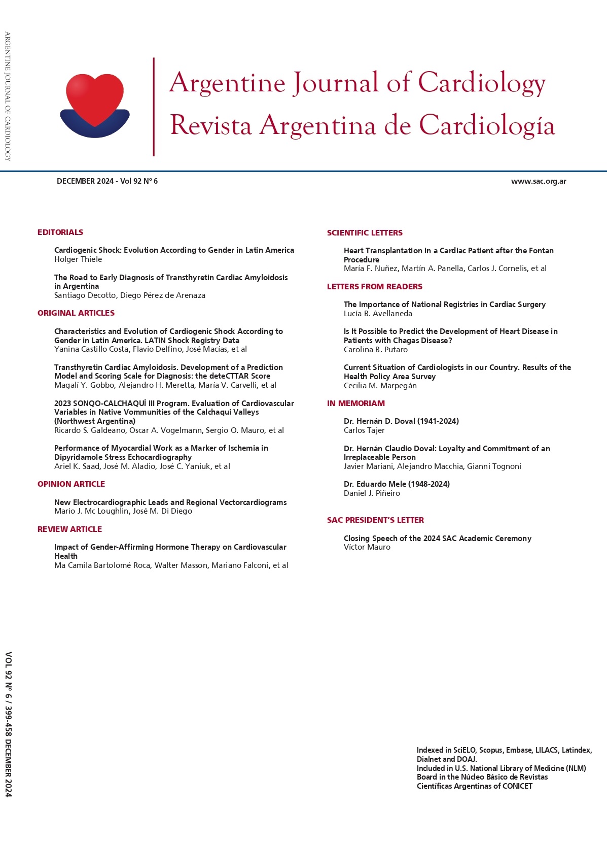 					View Rev Argent Cardiol 2024 Vol. 92 Issue 6
				