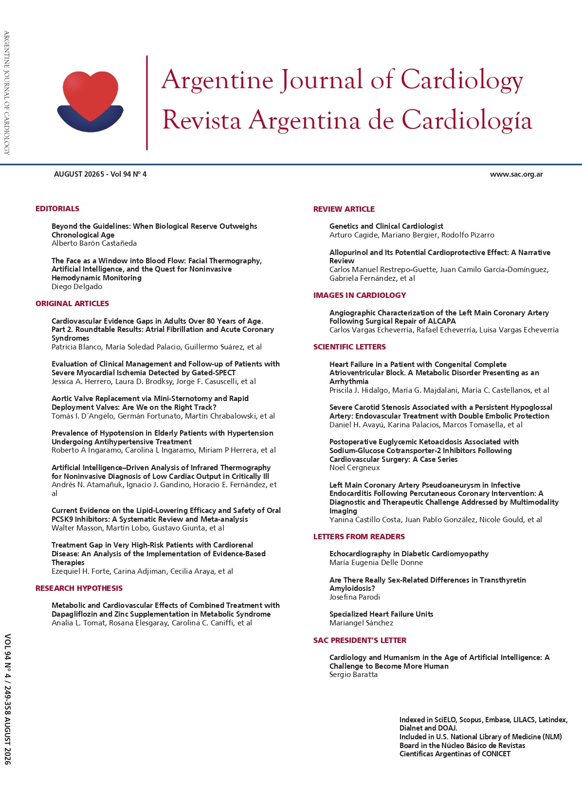 					View Rev Argent Cardiol 2026 Issue. 94 Nro 4
				